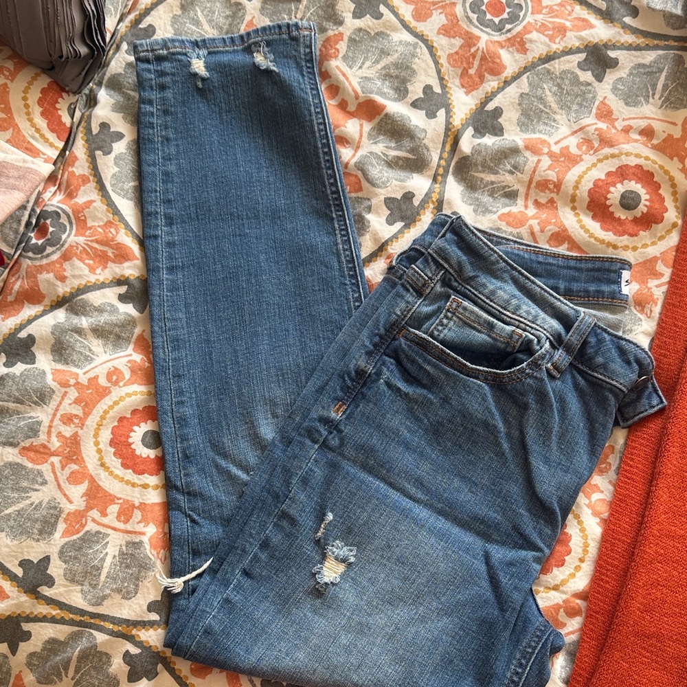 Women's Skinny Distressed Blue Jeans